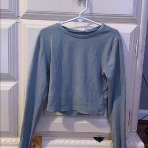 Blue/gray cropped tight long sleeve shirt💙